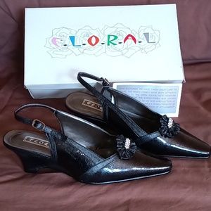 Floral Patent Slingback